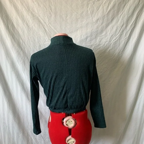 Green Ribbed High Neck Crop - Picture 4 of 4